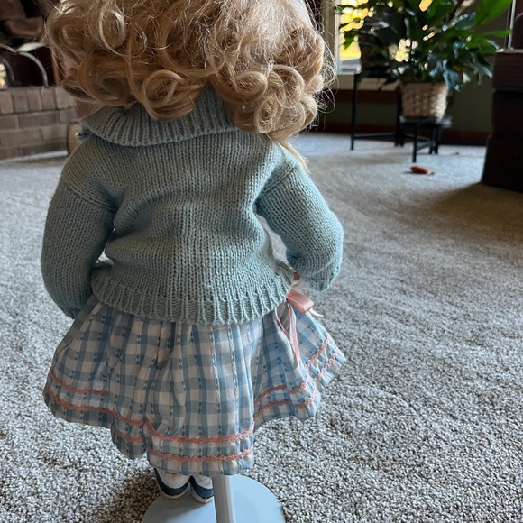 Porcelain Doll w/ Stand. 19” tall, by Milestone. Look at those aweet blue eyes! - Picture 3 of 4